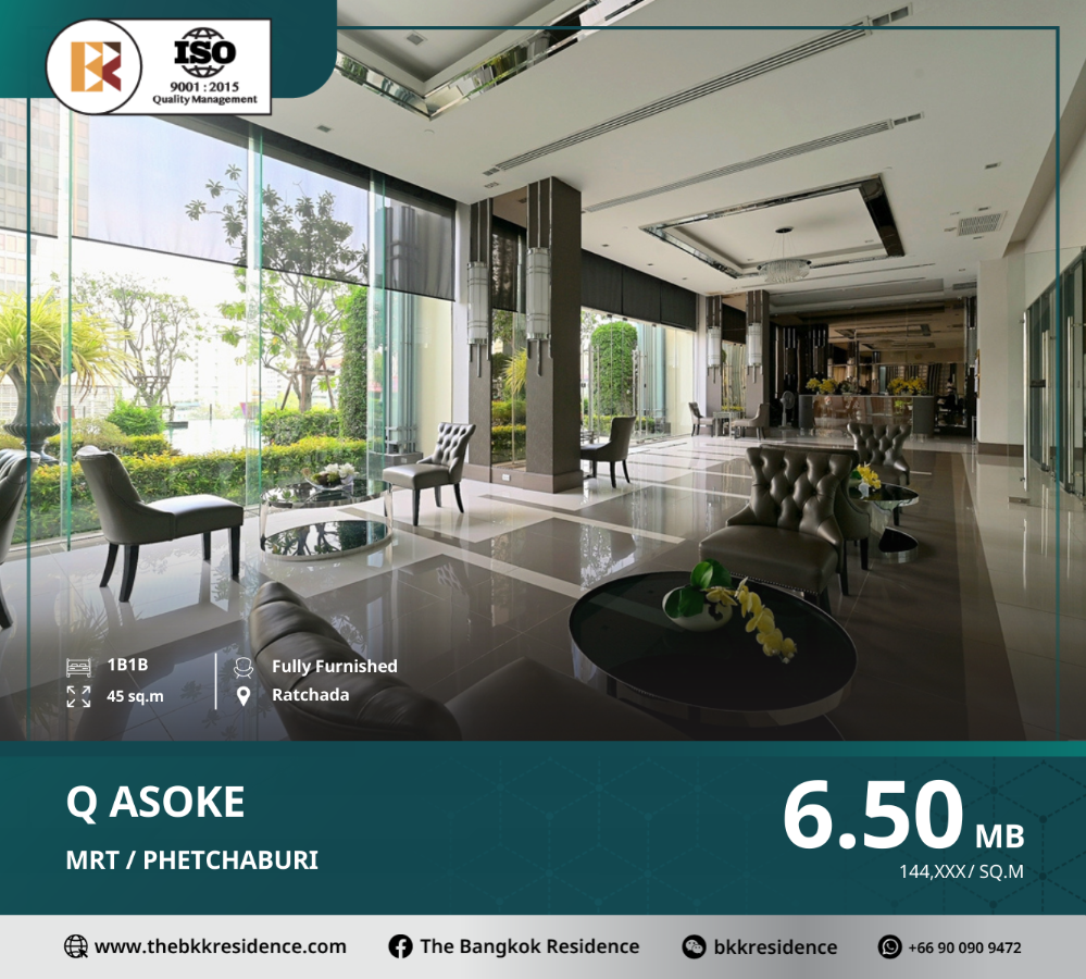 For SaleCondoRama9, Petchburi, RCA : Q Asoke - Luxury in the Heart of the City, Directly Connected to MRT Phetchaburi