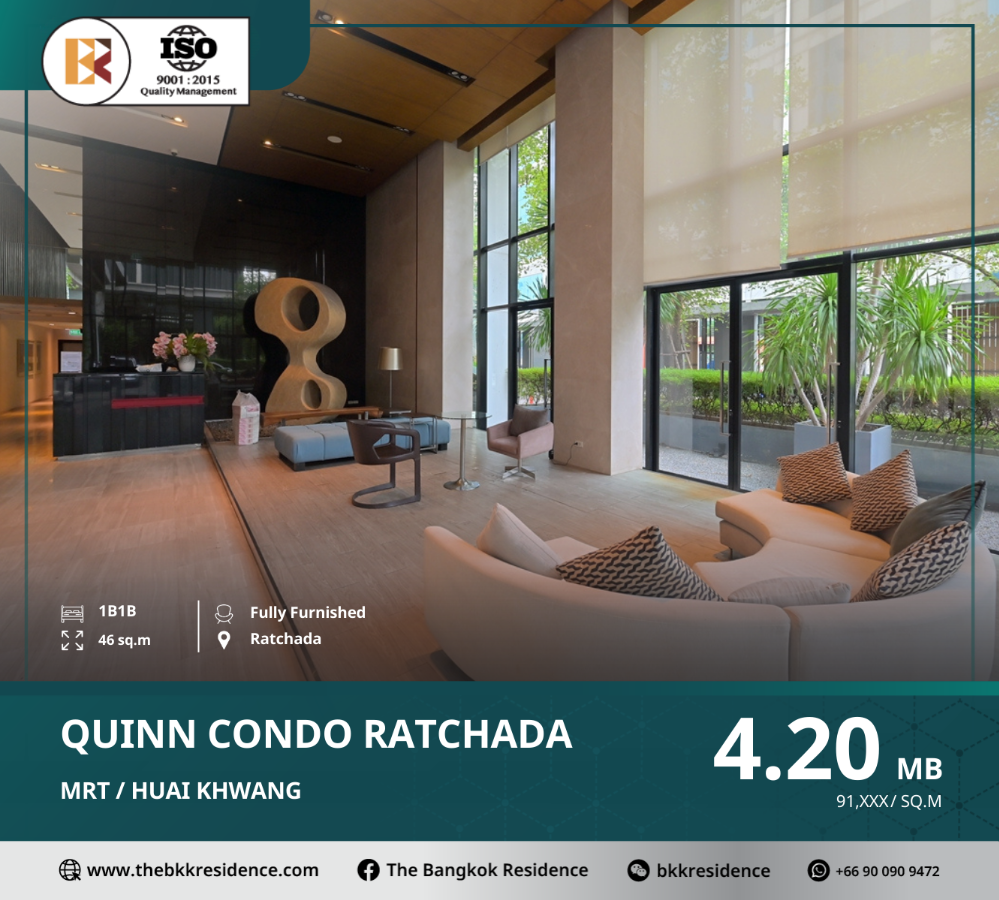 For SaleCondoRatchadapisek, Huaikwang, Suttisan : Quinn Condo Ratchada, A Home-Like Atmosphere, Near MRT Sutthisan