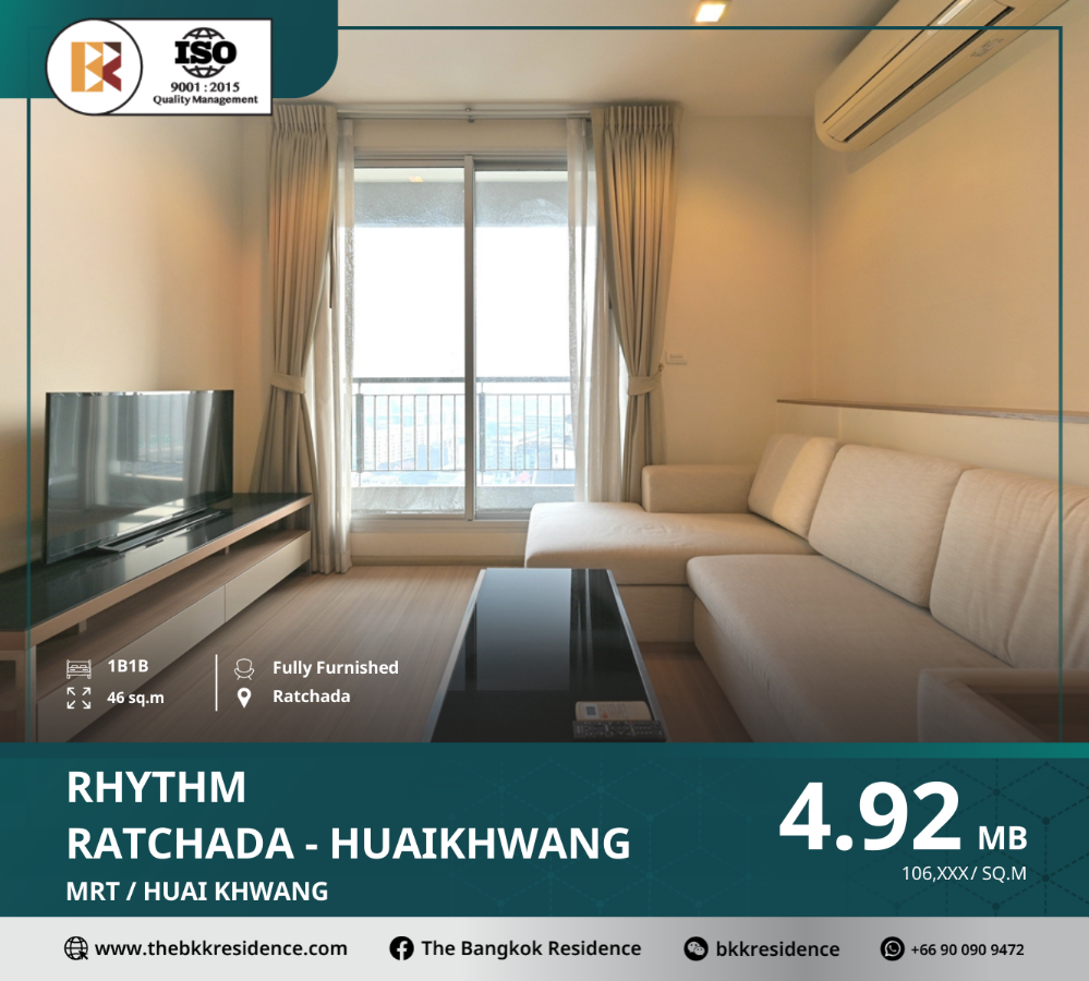 For SaleCondoRatchadapisek, Huaikwang, Suttisan : RHYTHM Ratchada-Huaikhwang, Prime Location in the Heart of the City, Near MRT Huai Khwang