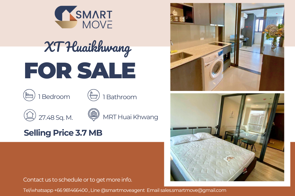 For SaleCondoRatchadapisek, Huaikwang, Suttisan : 🔥FOR SALE !!🔥 Code C20250200015..........XT Huaikhwang, 1 bedroom, 1 bathroom, high floor 11+, South Facing, furnished, Special Deal!!📢📢