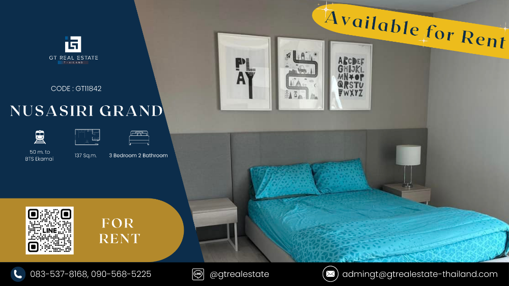 For RentCondoSukhumvit, Asoke, Thonglor : Nusasiri Grand Condo, beautiful room, fully furnished, ready to rent