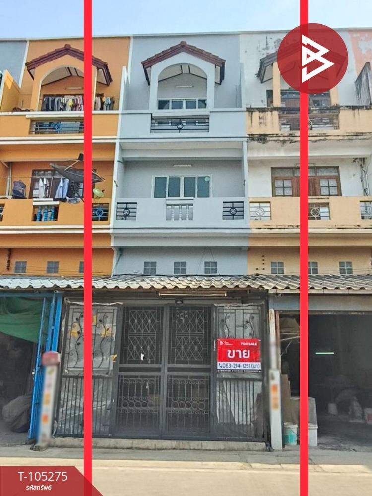 For SaleShophouseMahachai Samut Sakhon : Commercial building for sale, 3.5 floors, Soi WPO 11, area 18 sq m, Krathum Baen, Samut Sakhon