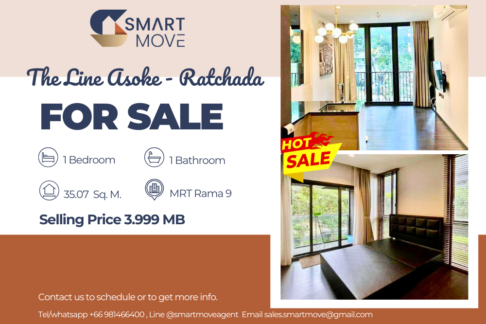 For SaleCondoRama9, Petchburi, RCA : 🔥FOR SALE !! 🔥Code C20230208299..........The Line Asoke - Ratchada, 1 bedroom, 1 bathroom, furnished, SELL AT LOSS!!📢📢