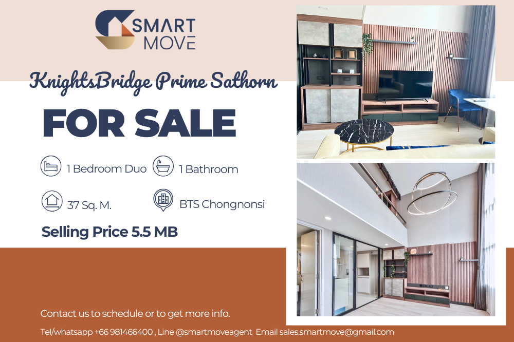 For SaleCondoSathorn, Narathiwat : 💥Sale with tenant !! 💥Code C20221202647..........KnightsBridge Prime Sathorn, 1 bedroom, 1 bathroom Duo space, high floor 23+, furnished, Special Deal!!📢📢