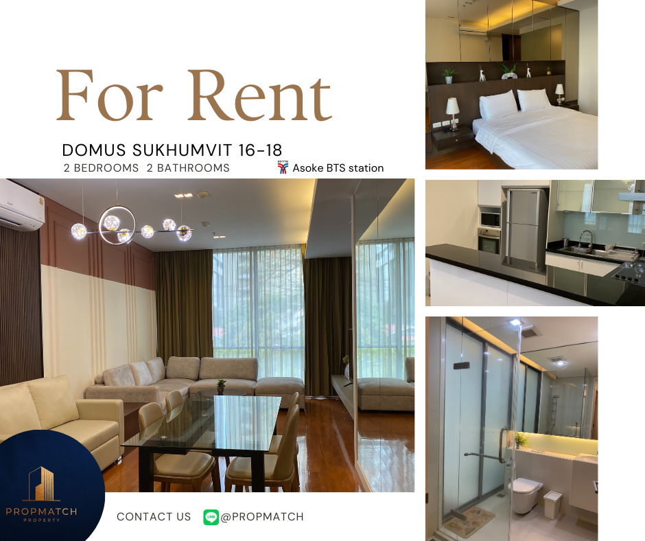 For RentCondoSukhumvit, Asoke, Thonglor : ✨Flash Deal✨Domus Sukhumvit 16 (2Bedrooms 2Bathrooms 103 SQM.) Completely decorated !! Only 65,000 baht per month Tel.0981315848 @propmatch