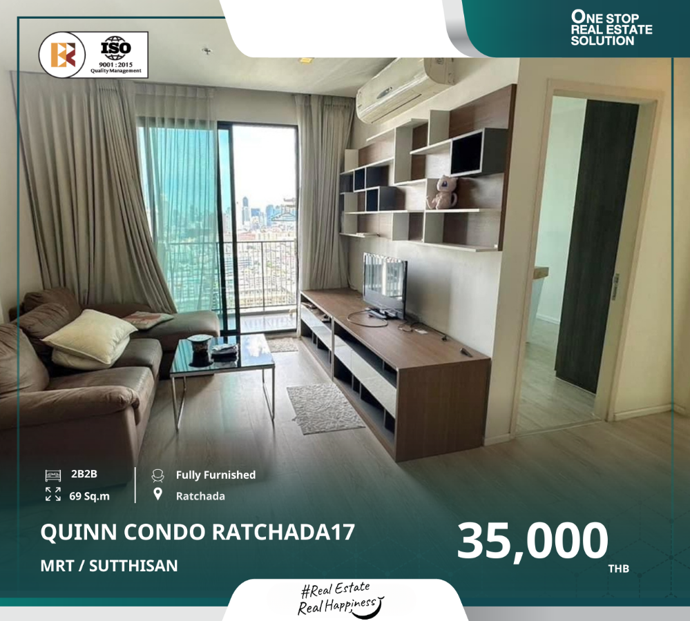 For RentCondoRatchadapisek, Huaikwang, Suttisan : quinn condo ratchada, fully furnished, near mrt sutthisan