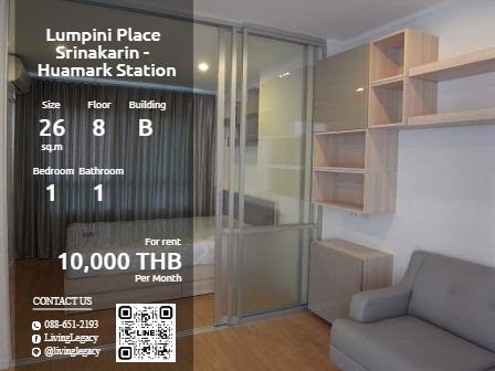 For RentCondoPattanakan, Srinakarin : LW58CQKN Condo for rent Lumpini Place Srinakarin - Huamark Station 26 sq.m., 8th floor, Building B LINE ID: @LivingLegacy