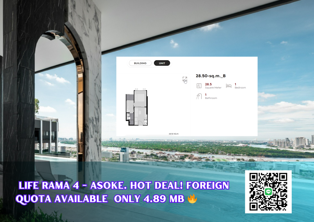 For SaleCondoKhlongtoei, Kluaynamthai : 🔥 Life Rama 4 - Asoke. Hot Deal! Foreign Quota Availble 🔥