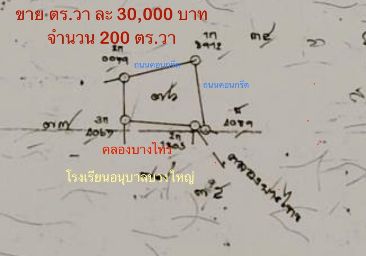 ขายที่ดินนนทบุรี บางใหญ่ บางบัวทอง : 📍ขาย🔥 ที่ดินติดถนนคอนกรีต2ด้าน ใกล้โรงเรียนอนุบาลบางใหญ่ ถมแล้ว ขนาด 200 ตร.วา ✅Line :@livingperfect