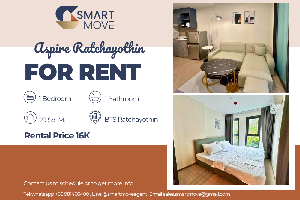 For RentCondoKasetsart, Ratchayothin : 🔥FOR RENT !!🔥 Code C20250200057..........Aspire Ratchayothin, 1 bedroom, 1 bathroom, furnished, ready to move in📣📣