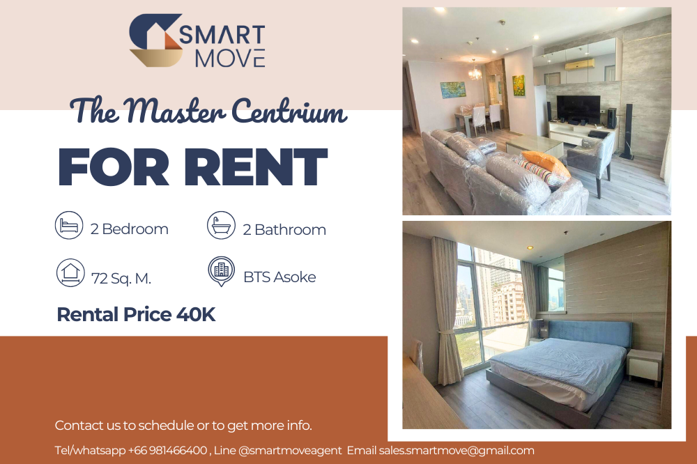 For RentCondoSukhumvit, Asoke, Thonglor : 🔥FOR RENT !! 🔥Code C20230209409..........The Master Centrium, 2 bedrooms, 2 bathrooms, high floor 10+, furnished, ready to move in📢📢