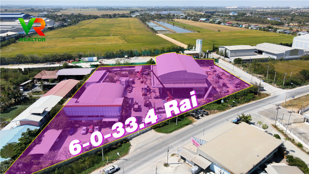 For SaleFactorySamut Prakan,Samrong : Sell ​​6 rai of purple plans, cheap, attached to the Welout Industrial Estate, Bang Bo, can support the. 4 factory.