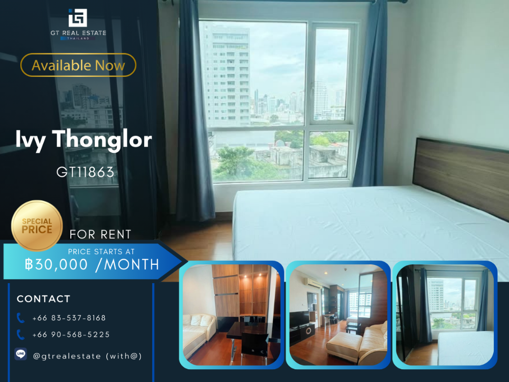 For RentCondoSukhumvit, Asoke, Thonglor : Ivy Thonglor Condo, beautiful room, complete furniture Ready to rent