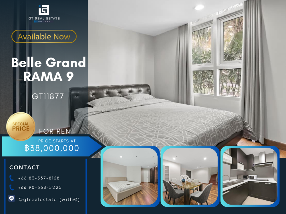 For SaleCondoRama9, Petchburi, RCA : Belle Grand Rama Condo 9, beautiful room, complete furniture