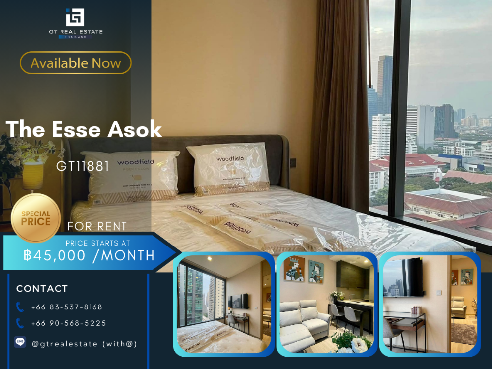 For RentCondoSukhumvit, Asoke, Thonglor : The Esse Asok Condo, beautiful room, complete furniture Ready to rent