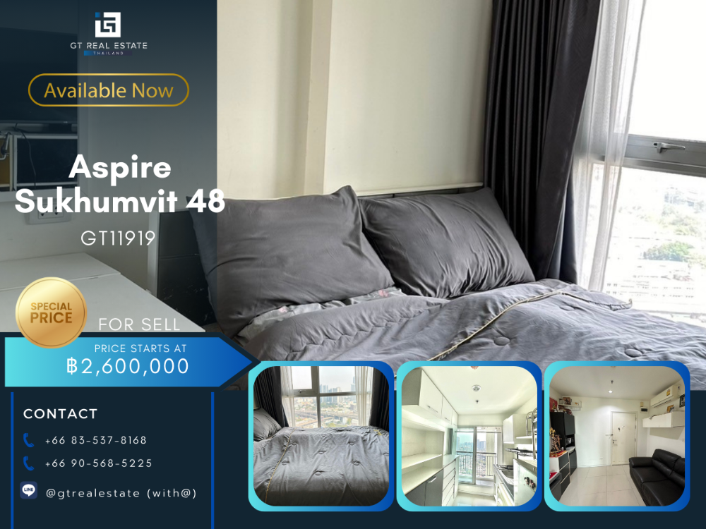 For SaleCondoOnnut, Udomsuk : ASPIRE Sukhumvit 48 Condo, beautiful room, complete furniture