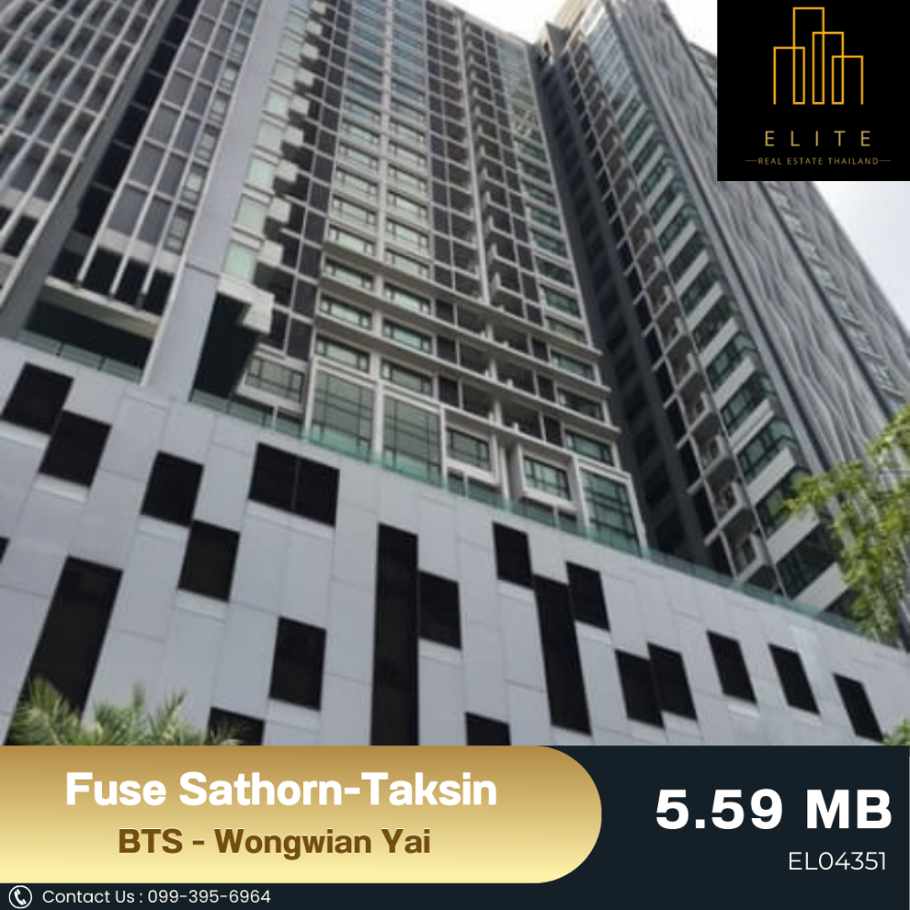 For SaleCondoWongwianyai, Charoennakor : 💥 Sell Fuse Sathorn-Taksin funds. Very cheap 💯 Furniture Ready to stay, convenient to travel near BTS - Wongwian Yai 🚄