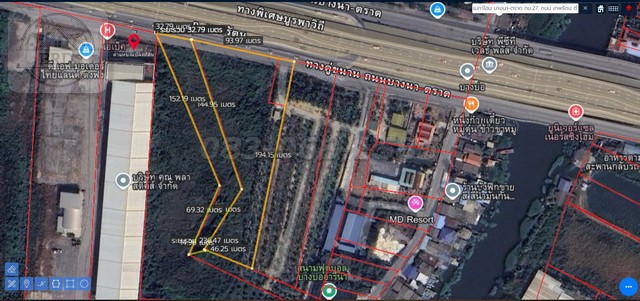 For SaleLandSamut Prakan,Samrong : Red Land for sale for building Bangna-Bang Bo condo (area of ​​6 -0-28 rai, selling 20 million per rai, totaling 120 million baht) Bang Bo Samut Prakan