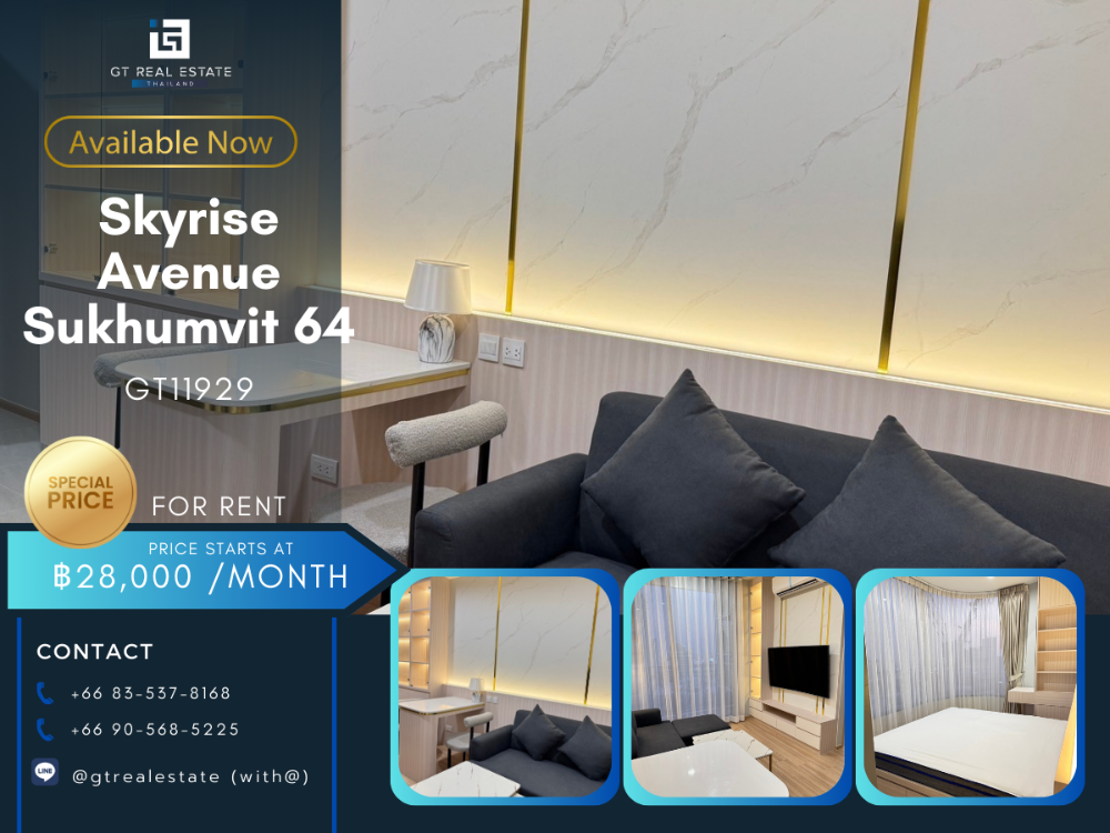 For RentCondoOnnut, Udomsuk : Skyrise Avenue Sukhumvit 64 condo, beautiful room, complete furniture Ready to rent