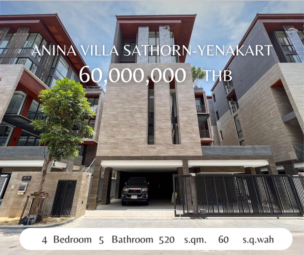 For SaleHouseSathorn, Narathiwat : Luxurious detached house for sale, 4.5 floors, 60 sq.w. Anina Villa Sathorn-Yenakart, a visit to Sathorn-Yen weather.