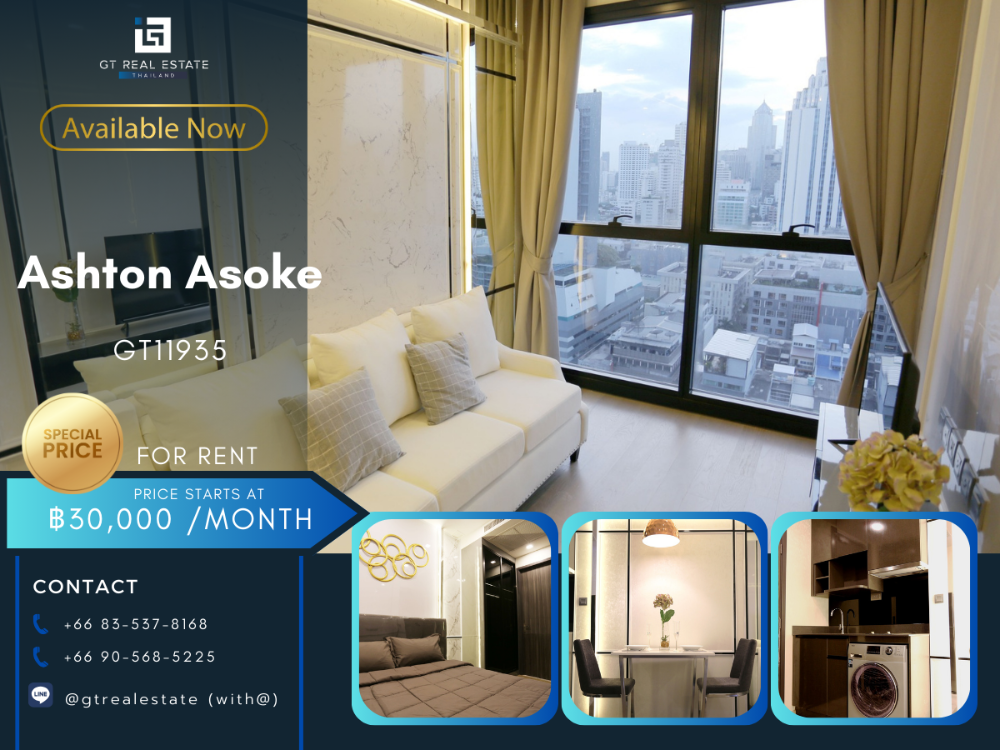 For RentCondoSukhumvit, Asoke, Thonglor : Ashton Asoke Condo, beautiful room, complete furniture Ready to rent