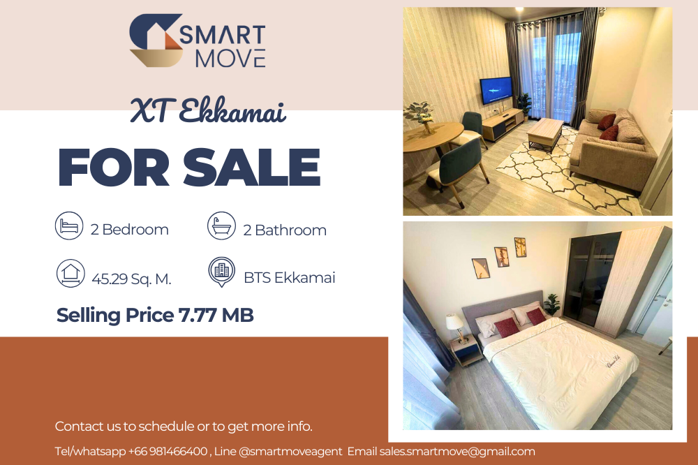 For SaleCondoSukhumvit, Asoke, Thonglor : 💥FOR SALE !!💥 Code C20250200034..........XT Ekkamai, 2 bedrooms, 2 bathrooms, high floor 27+, furnished, Special Deal!!📢📢