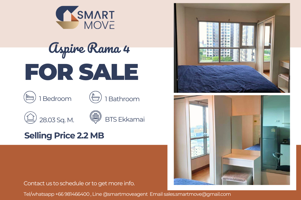 For SaleCondoKhlongtoei, Kluaynamthai : 💥Code C20240100723......Aspire Rama 4 sale with tenant, 1bedroom, 1 bathroom, high floor, furnished, Special Deal!!💥