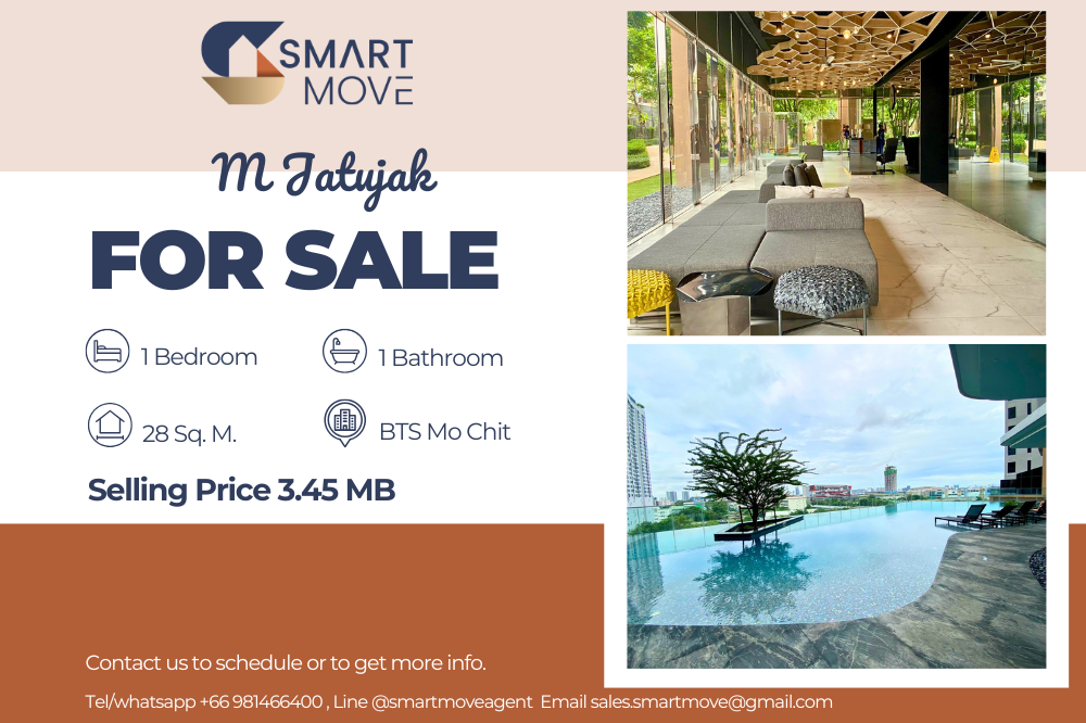 For SaleCondoSapankwai,Jatujak : 💥FOR SALE !! Pet Friendly !! 💥Code C20250200052..........M Jatujak, 1 bedroom, 1 bathroom, high floor 13+, furnished, SELL AT LOSS!!📢📢📢