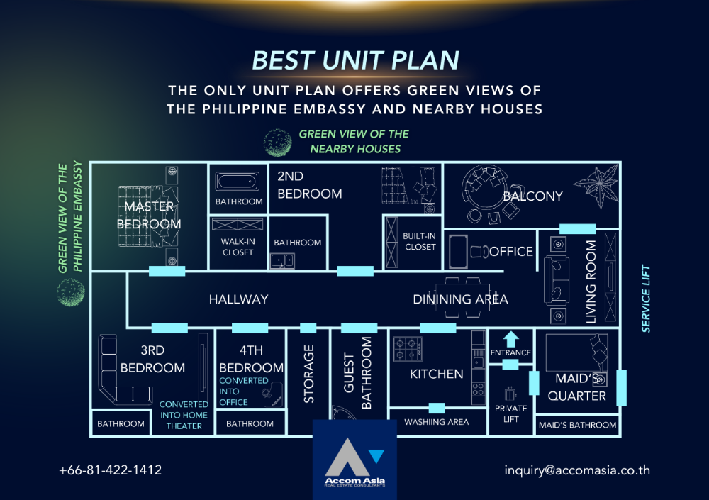 For SaleCondoSukhumvit, Asoke, Thonglor : 🔼 AccomA🔽 | The Only Unit Plan Faces Both Green Views @Belgravia Residences