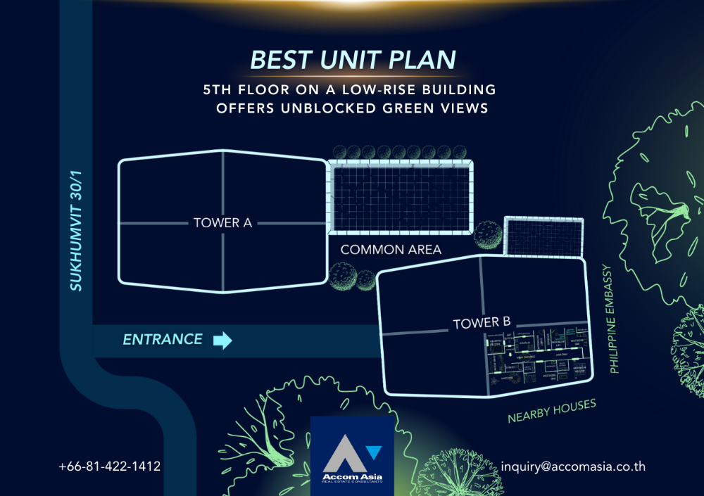 For SaleCondoSukhumvit, Asoke, Thonglor : 🔼 AccomA🔽 | The Only Unit Plan Faces Both Green Views @Belgravia Residences