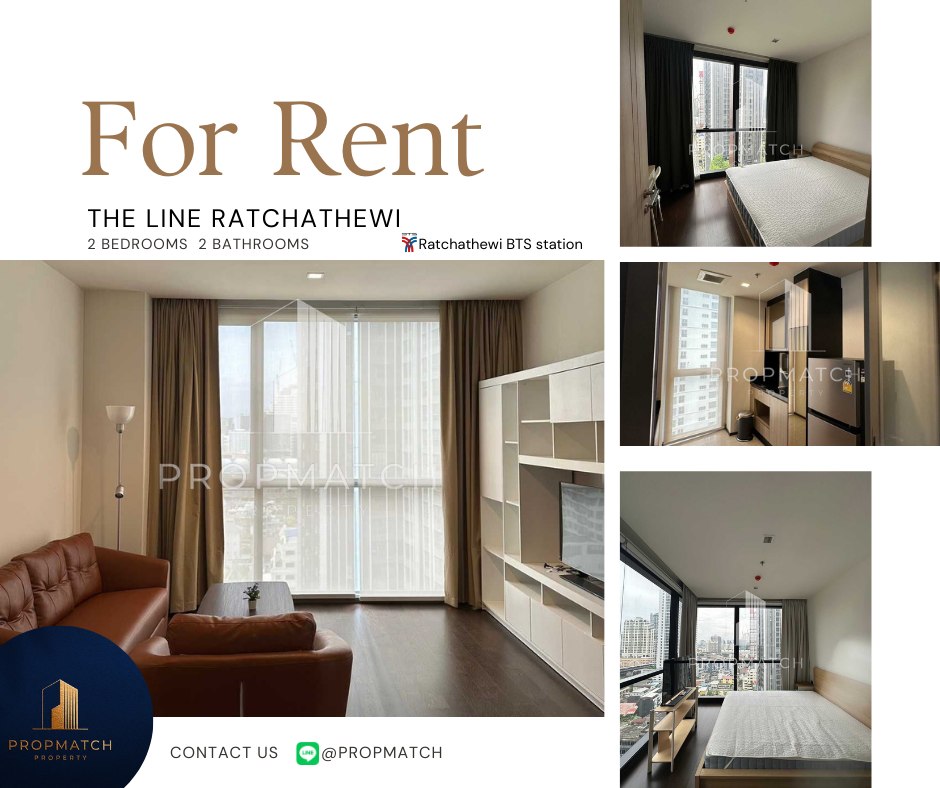 For RentCondoRatchathewi,Phayathai : ✨flash deal✨ The Line Ratchathewi (2Beds 2Baths 80 SQM.) Completely decorated !! Only 55,000 baht per month Tel.0981315848 @PropMatch