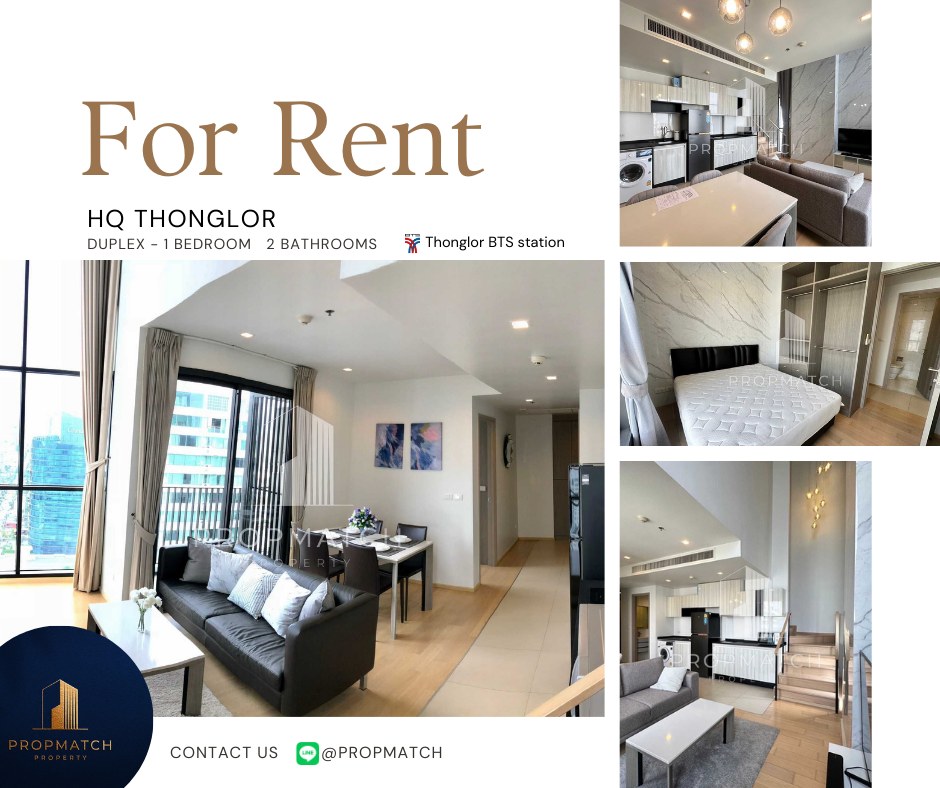 ให้เช่าคอนโดสุขุมวิท อโศก ทองหล่อ : ✨Flash Deal✨ HQ Thonglor (1Bedroom 2Bathrooms 85 SQM.) แต่งครบพร้อมอยู่ !! เพียง 78,000 บาทต่อเดือน Tel.0981315848 @propmatch