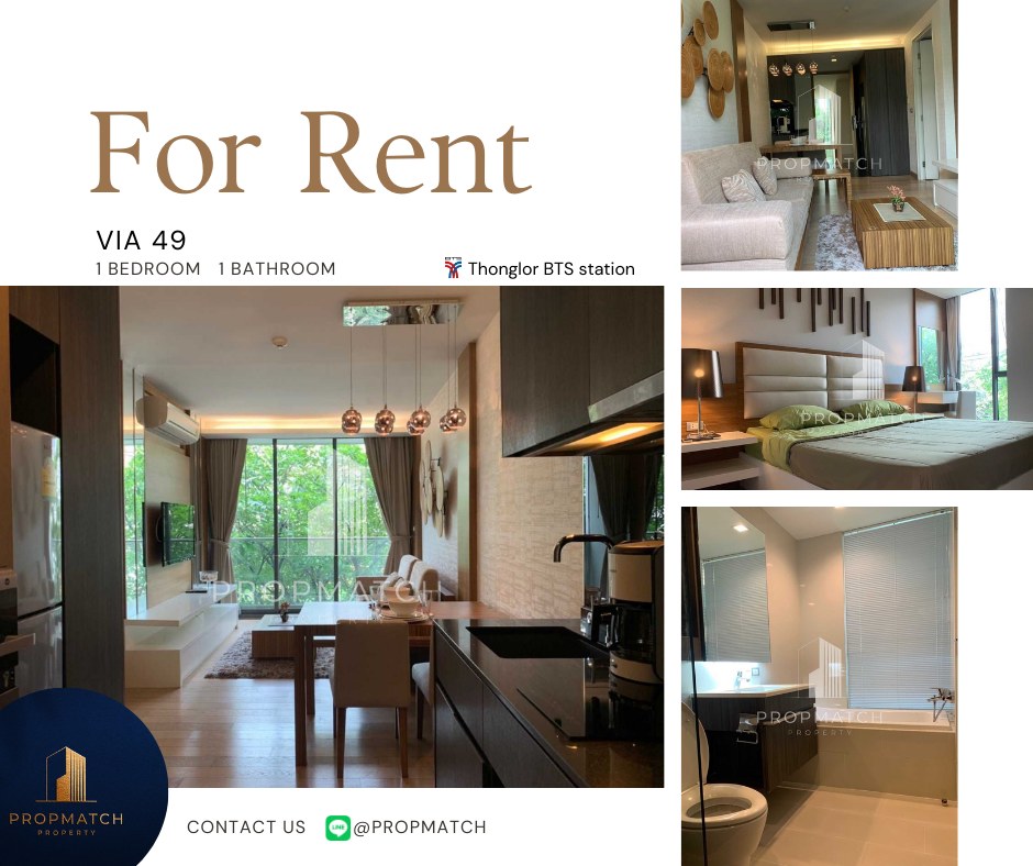 For RentCondoSukhumvit, Asoke, Thonglor : ✨Flash Deal✨ VIA 49 (1Bed 1Bath 47 SQM.) Completely decorated !! Only 35,000 baht per month Tel.0981315848 @propmatch