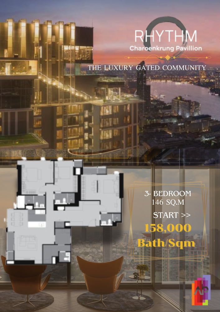 For SaleCondoSathorn, Narathiwat : Room (first hand) from the AP RHYTHM Charoenkrung Pavillion project next to the Chao Phraya River. And Shrewsbury❤️‍🔥✅ International School