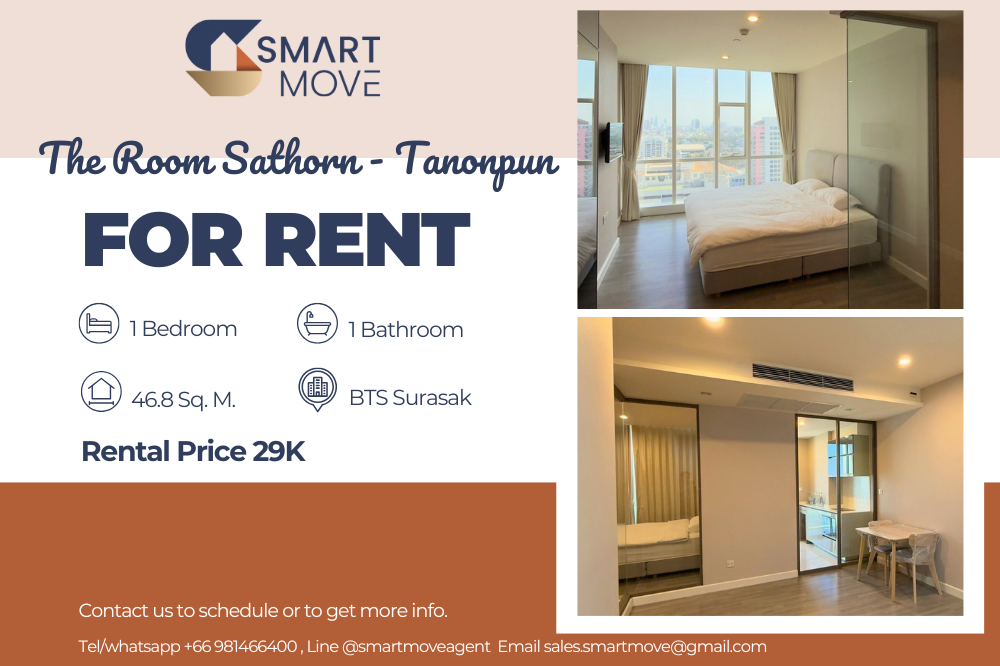 For RentCondoSathorn, Narathiwat : 💥FOR RENT !! 💥Code C20250200079..........The Room Sathorn - Tanonpun, 1 bedroom, 1 bathroom, high floor 18+, furnished, ready to move in📢📢