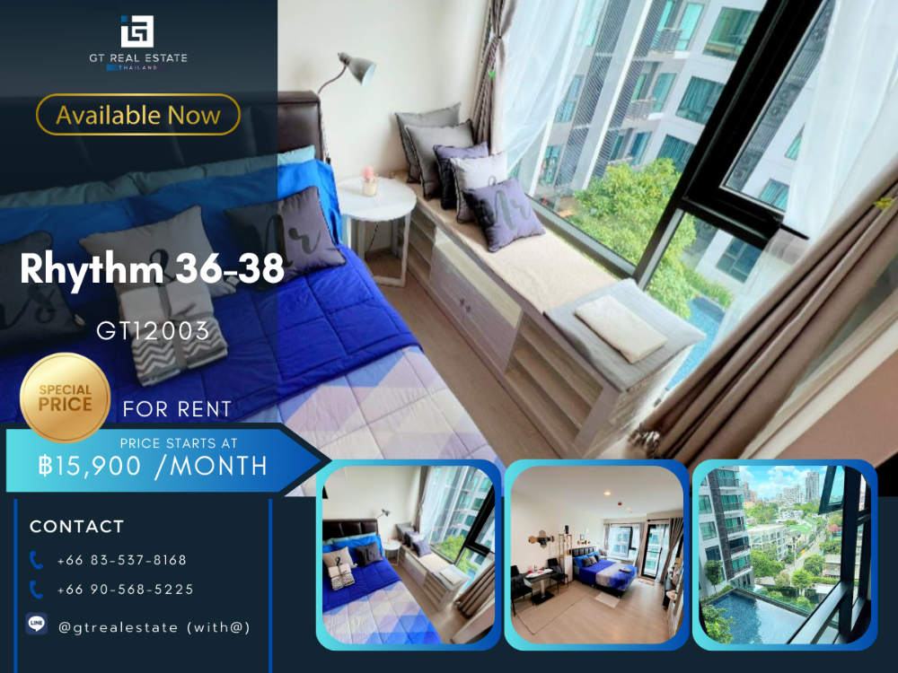 For RentCondoSukhumvit, Asoke, Thonglor : Rhythm condo 36-38. Beautiful room, complete furniture. Ready to rent