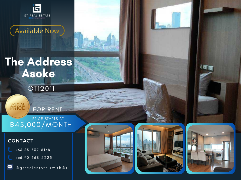 For RentCondoRama9, Petchburi, RCA : The Address Asoke Condo, beautiful room, complete furniture Ready to rent