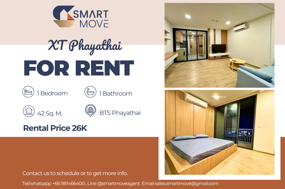 For RentCondoRatchathewi,Phayathai : 💥FOR RENT !!💥 Code C20250200081..........XT Phayathai, 1 bedroom, 1 bathroom, high floor 21+, furnished, ready to move in📢📢