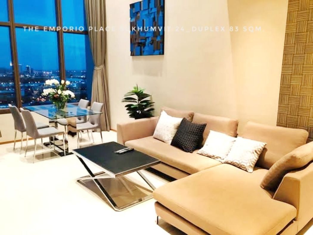 ให้เช่าคอนโดสุขุมวิท อโศก ทองหล่อ : ให้เช่า คอนโด Duplex unit high floor river view ดิ เอ็มโพริโอ เพลส 83 ตรม. 1 bedroom in Sukhumvit 24 near BTS Phrompong