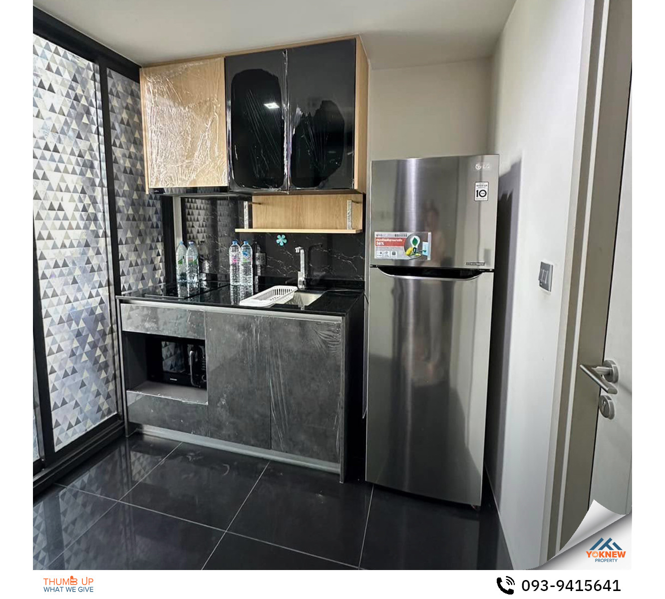 For RentCondoSapankwai,Jatujak : The Line Jatujak 🌆🛤️ 1 bedroom with sliding doors, spacious living room, closed kitchen attached to the balcony, complete electrical appliances, good view, near BTS and MRT!