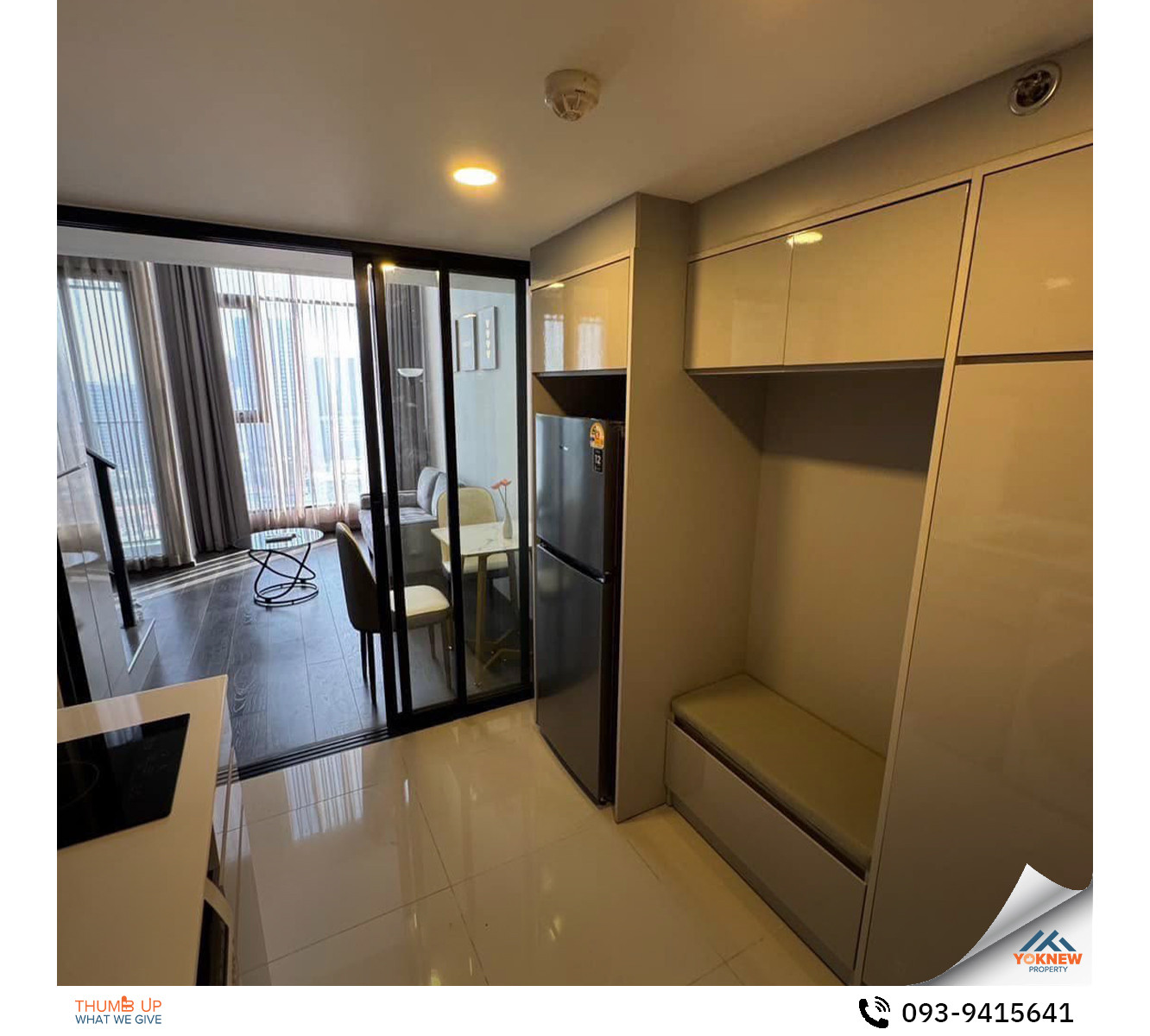 For RentCondoKasetsart, Ratchayothin : KnightsBridge Space Rachayothin 🏰🚪 2-storey loft room, high ceiling, spacious, closed kitchen, separated by glass doors