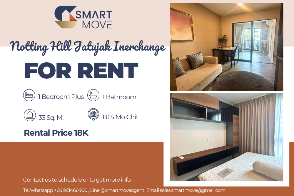 For RentCondoSapankwai,Jatujak : 💥💥FOR RENT !! 💥💥Code C20250200066..........Notting Hill Jatujak Interchange, 1 bedroom Plus, 1 bathroom, furnished, ready to move in📢📢