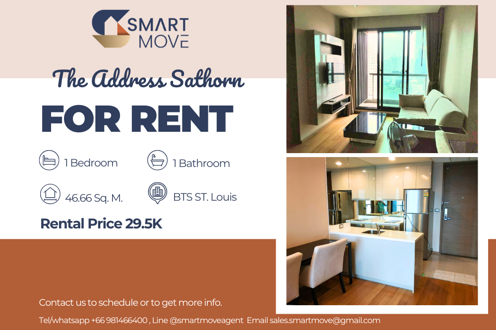 For RentCondoSathorn, Narathiwat : 🔥FOR RENT !! 🔥Code C20221201448..........The Address Sathorn, 1 bedroom, 1 bathroom, high floor 17+, Metropolis view, East Facing, furnished, ready to move in📢📢