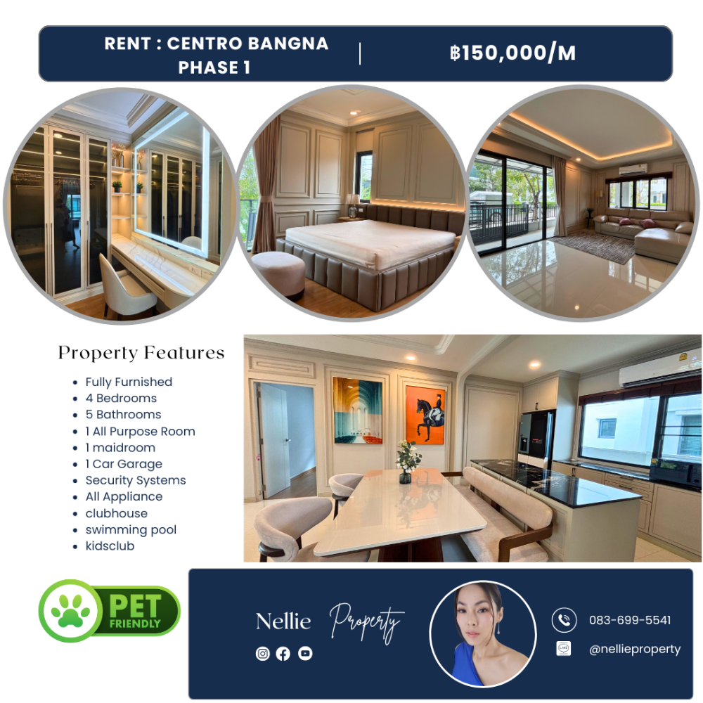 For RentHouseBangna, Bearing, Lasalle : 🏡 Luxury Corner House for Rent – Centro Bangna Phase 1, Near Mega Bangna & EEC Expressway, near Concordian, D-Prep