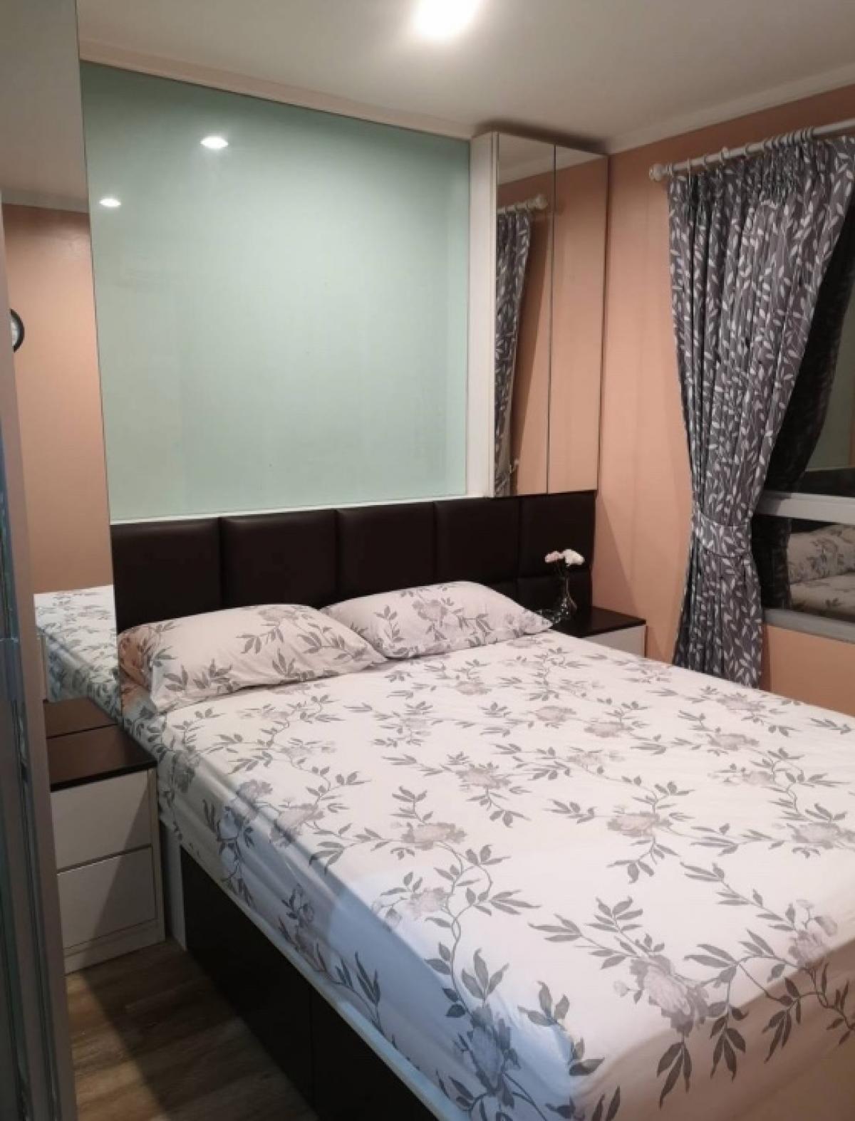 For RentCondoBangna, Bearing, Lasalle : Lumpini Ville Lasalle for Rent (Lumpini Ville Lasal) 1 bedroom, 1 bathroom, 27 sqm. Floor 2 Building B Beautiful View 7,000 baht