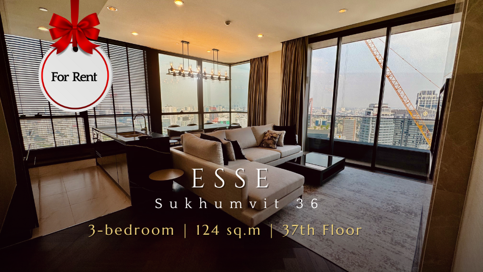 For RentCondoSukhumvit, Asoke, Thonglor : For Rent | 3-Bedroom Luxury Condo at The Esse Sukhumvit 36 | BTS Thong Lo