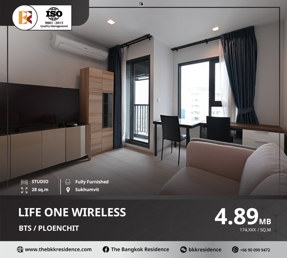 For SaleCondoWitthayu, Chidlom, Langsuan, Ploenchit : Fully Furnished, Instagram-Ready at Life One Wireless near BTS Phloen Chit