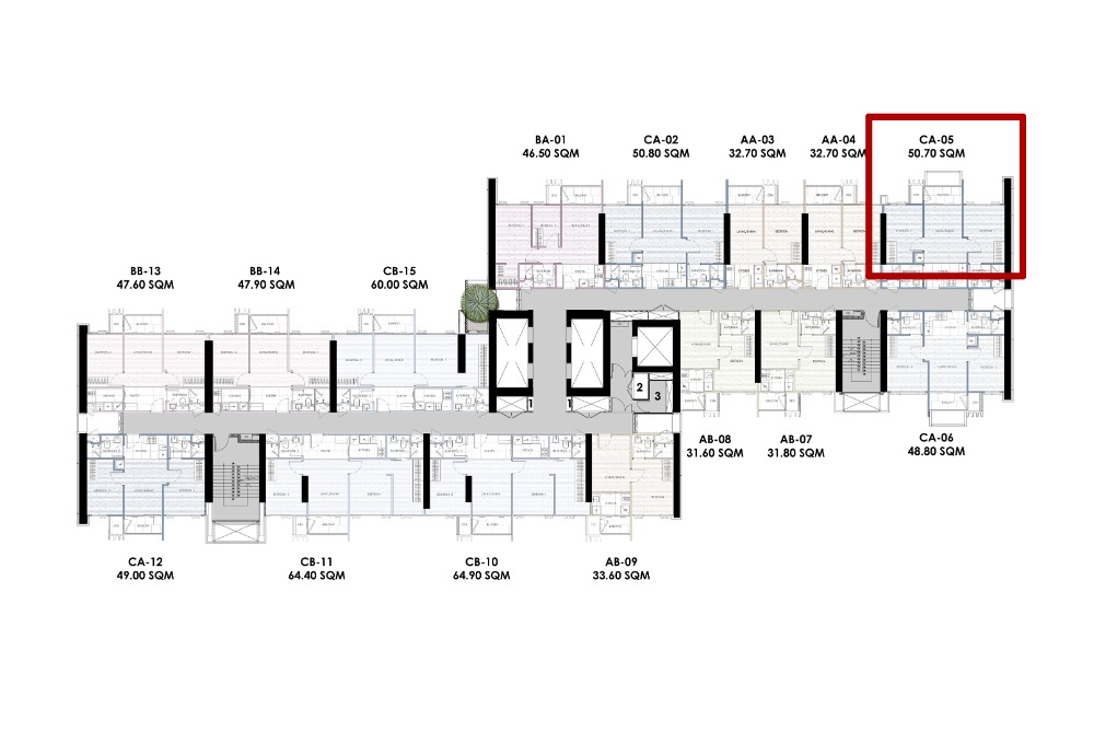 ขายคอนโดอ่อนนุช อุดมสุข : Layout ห้องแบบหน้ากว้าง ที่กว้างถึง 8 เมตร ตำแหน่งมุม ทิศเหนือ ครัวปิด โครงการ Whizdom Inspire Sukhumvit @9.9 MB