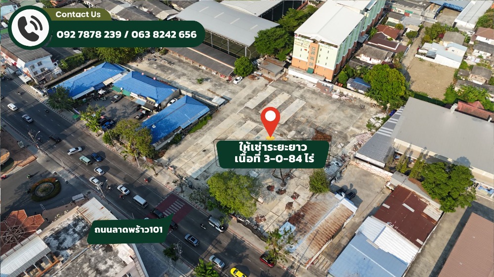 For RentLandLadprao101, Happy Land, The Mall Bang Kapi : Long-term land for 3-0-84 rai, Soi Lat Phrao 101, opposite Happy Condo, good location