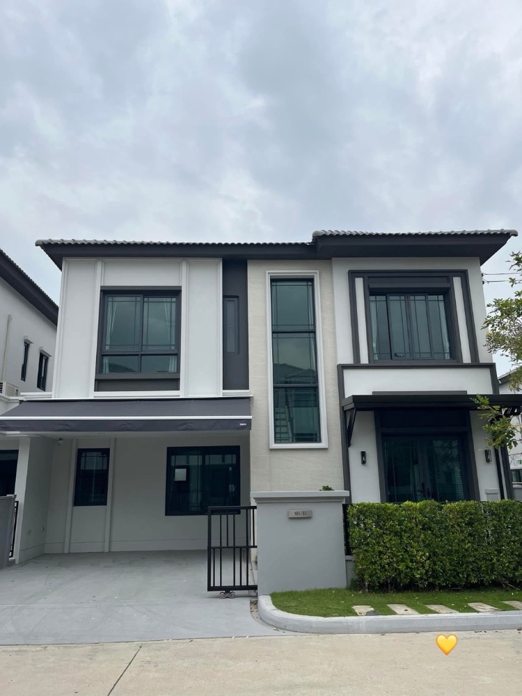 For RentHouseSamut Prakan,Samrong : 💥 For rent | New house for sale, Grande Pleno, Sukhumvit, Bangna, Modern 182 sqm., 5 air conditioners, built-in. The whole back is only 600 meters away from Mega Bangna. Rent 90,000 ฿ / month.